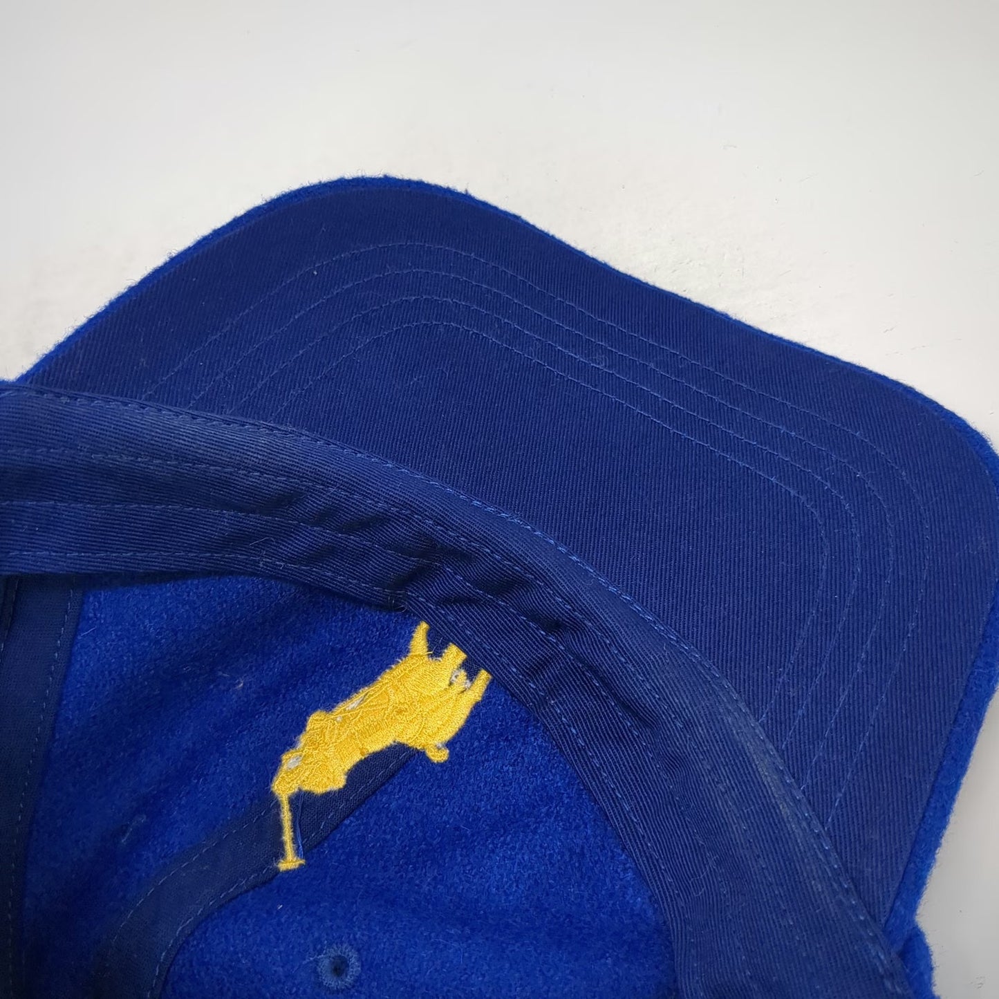 Polo Ralph Lauren Baseball Cap Blue One Size Wool Big Pony Yellow Logo Hat
