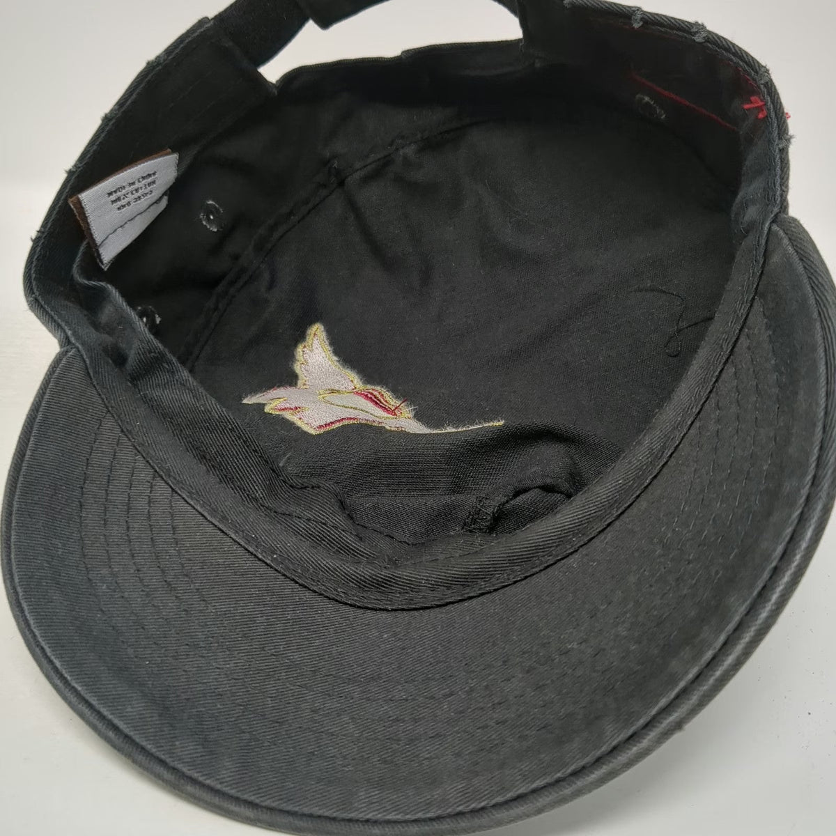 Alternative Black Army Cap One Size Strapback Cotton Hat Graphic Side Stitch