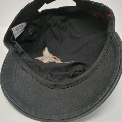 Alternative Black Army Cap One Size Strapback Cotton Hat Graphic Side Stitch