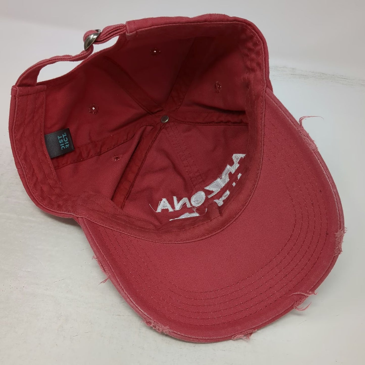 District Arizona Alpha Chi Distressed Baseball Cap Red One Size Strapback Hat