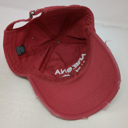 District Arizona Alpha Chi Distressed Baseball Cap Red One Size Strapback Hat