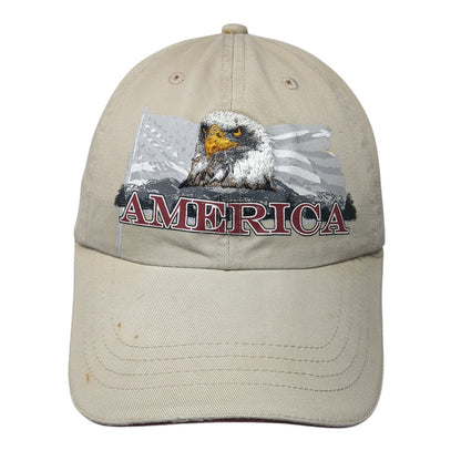 Bald Eagle America Baseball Cap Brown One Size Adjustable Embroidered Patriotic