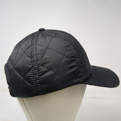 Black One Size Baseball Cap Quilted Diamond Pattern Adjustable Strapback Hat