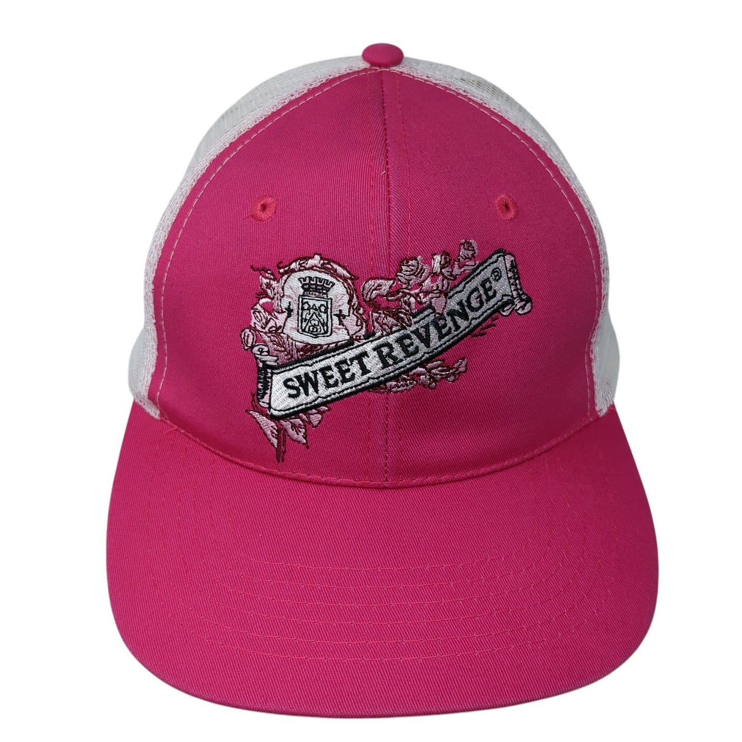 Sweet Revenge Strapback Trucker Hat Pink OS Adjustable Embroidered Mesh Back