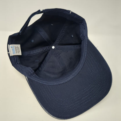 Image Solutions Strapback Hat Blue One Size Embroidered Logo Piping