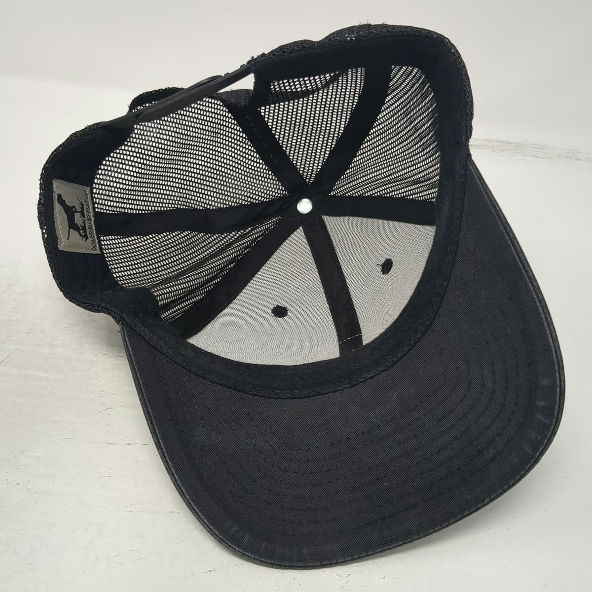 Dover Bluff Hat Company Trucker Hat Black One Size Mesh Snapback Leather Patch