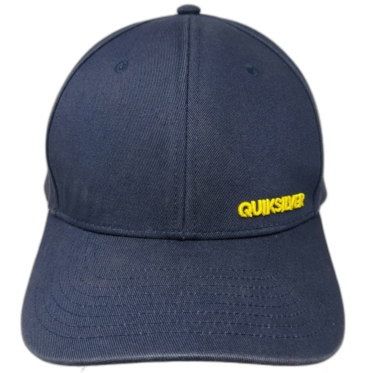 Quiksilver Snapback Blue One Size Hat Yellow Logo Structured Curved Brim 6-Panel
