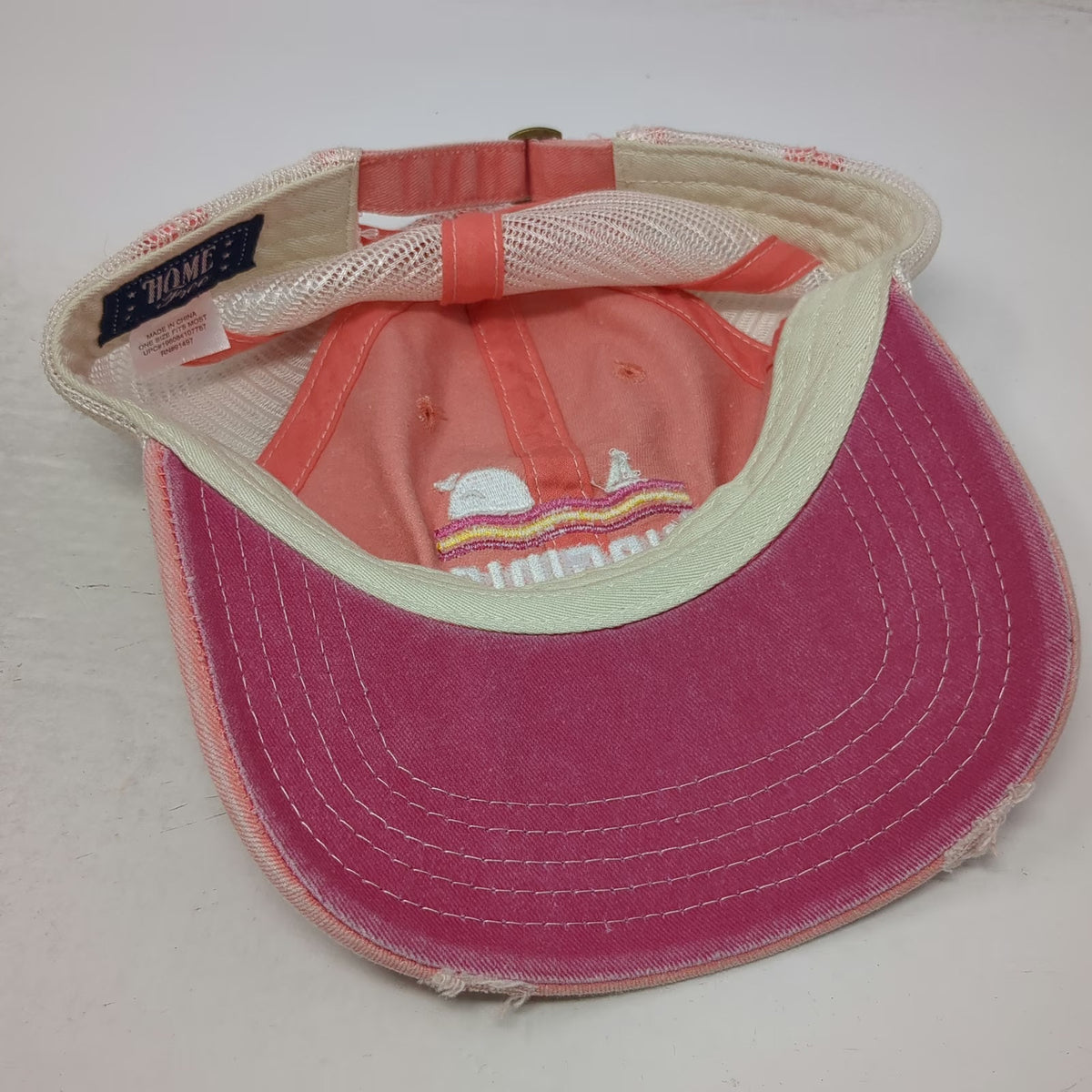 Home Free Baseball Cap Pink One Size Virginia Whale Sailboat Mesh Heart Hat