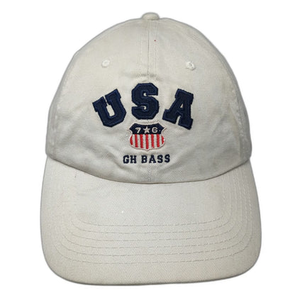 G.H. Bass Baseball Cap Beige One Size USA Shield Slideback Cotton Pattern Hat