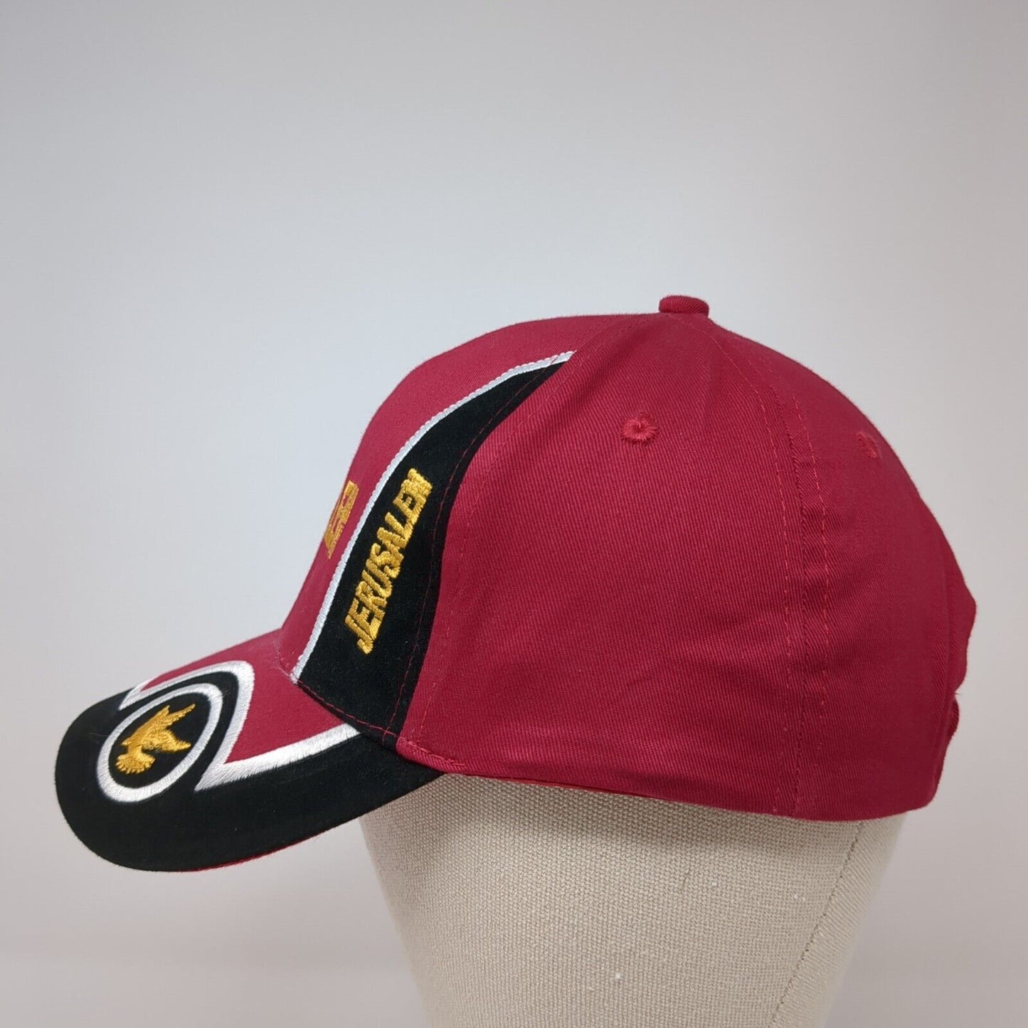 Jerusalem Strapback Hat Red One Size Adjustable 6 Panel Embroidered Patriotic