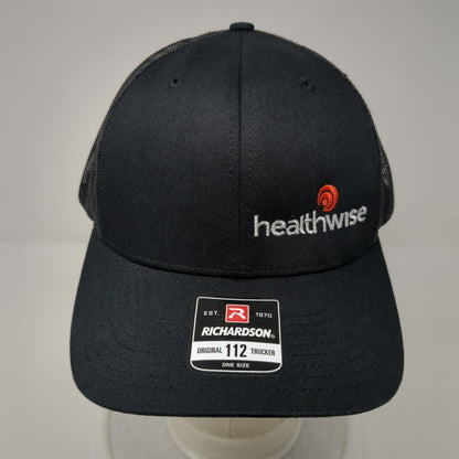 Healthwise Snapback Mesh Back Trucker Hat Black One Size Embroidered