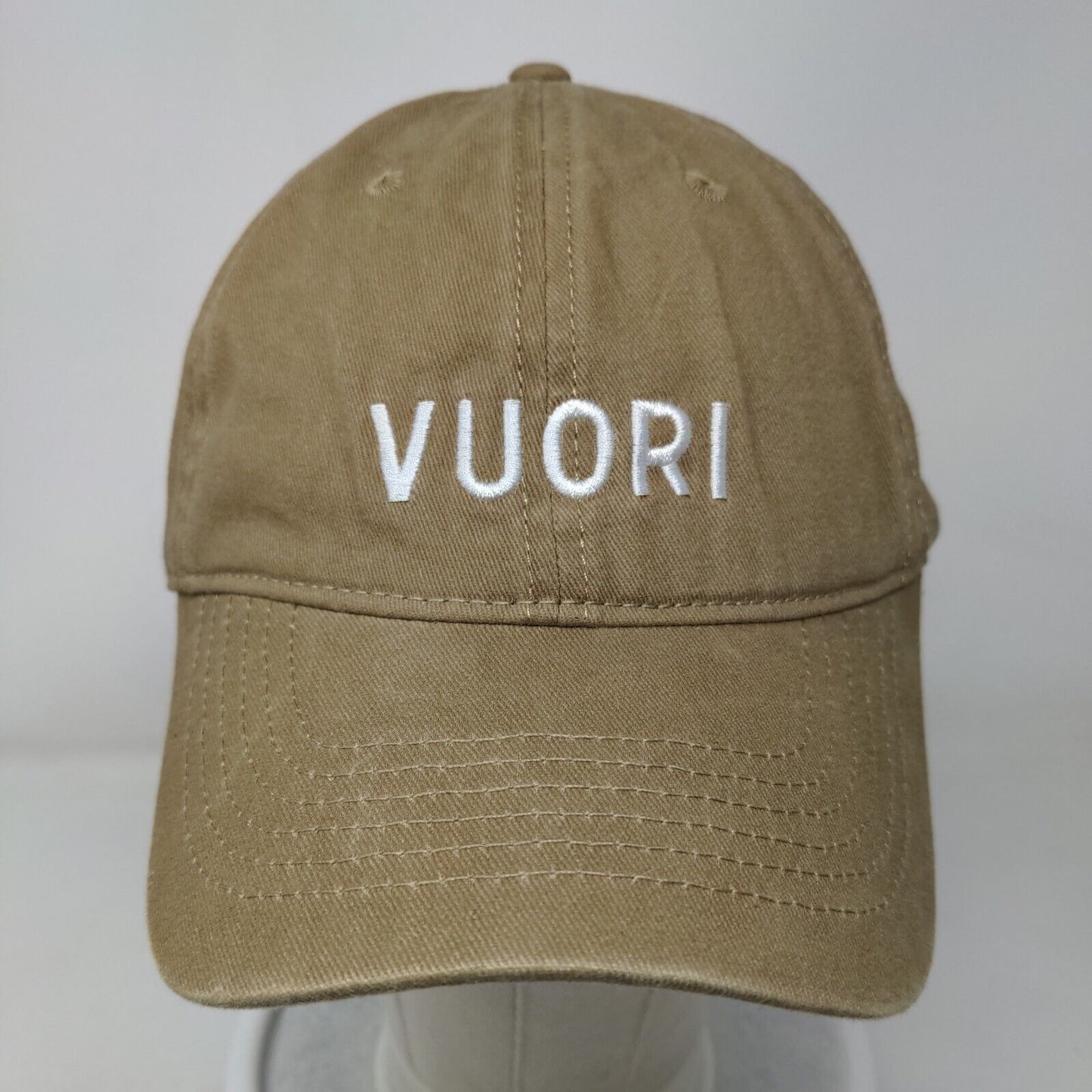 Vuori Slideback Hat Greenish-Tan One Size Embroidered Adjustable 6 Panel