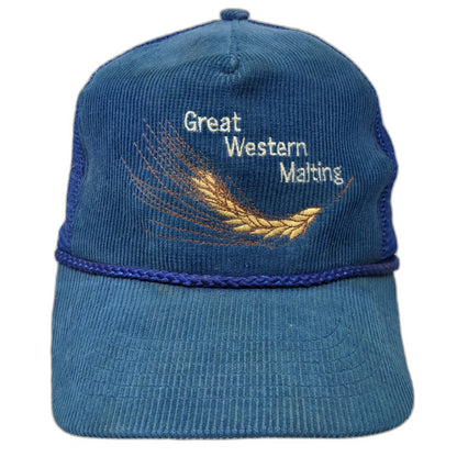 Otto Trucker Hat Blue One Size Snapback Corduroy Rope Wheat Western Malting