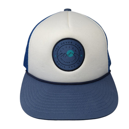 You Never Know Until You Go Rope Trucker Hat Blue One Size Mesh Back