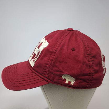 American Needle Snapback Hat Red One Size Jackson Hole Wyoming Distressed Bison