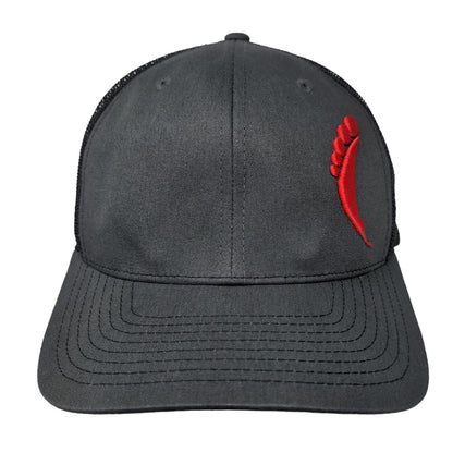 Barefoot BucketHead Men's Snapback Mesh Back Trucker Hat Black Embroidered