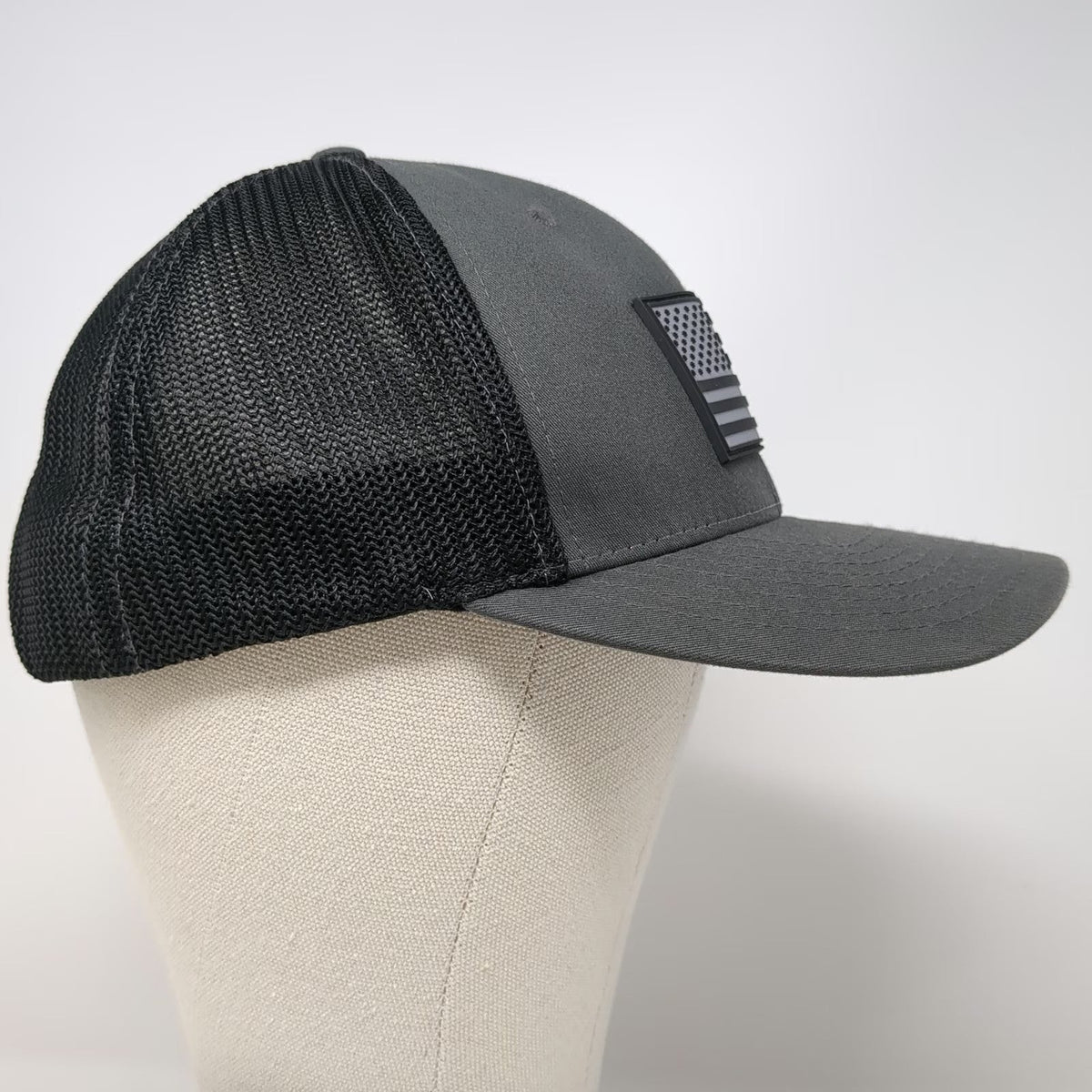 Richardson Baseball Cap Gray XL United Metals American Flag Mesh Flexfit Hat