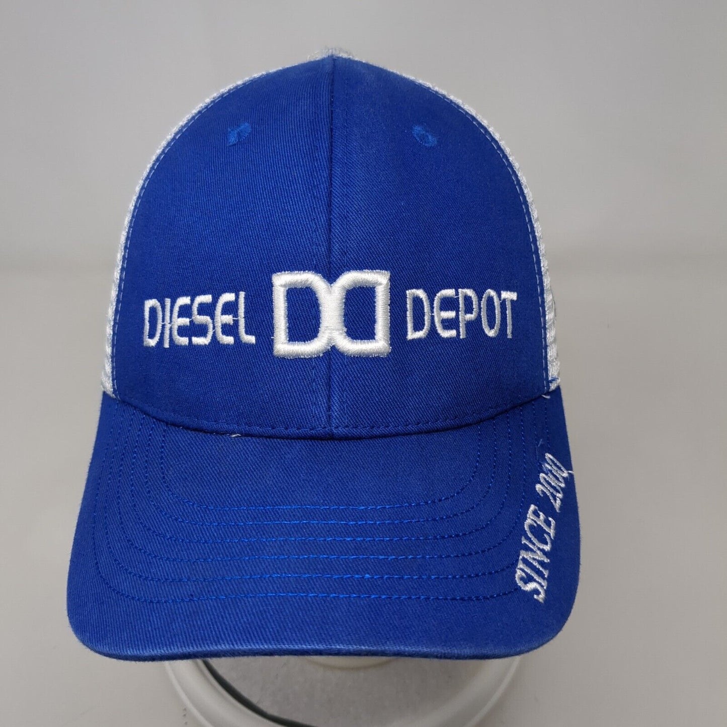 Diesel Depot Since 2000 Strapback Trucker Hat Blue One Size Mesh Back