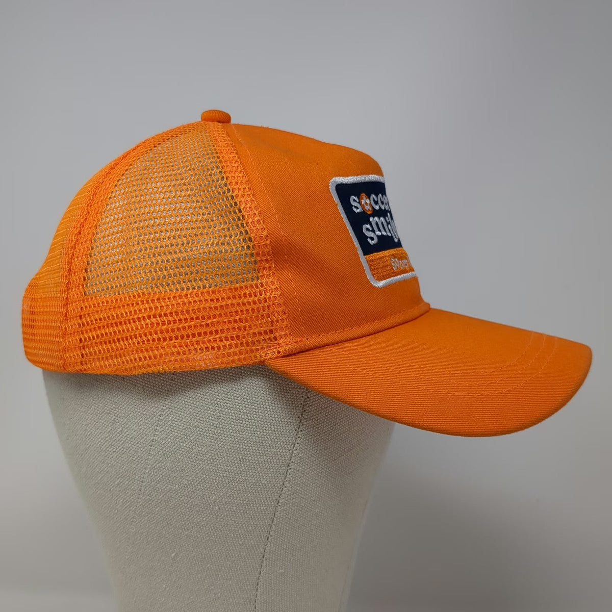 Soccer Shots Trucker Hat Orange One Size Mesh Snapback Soccer Smiles Sports