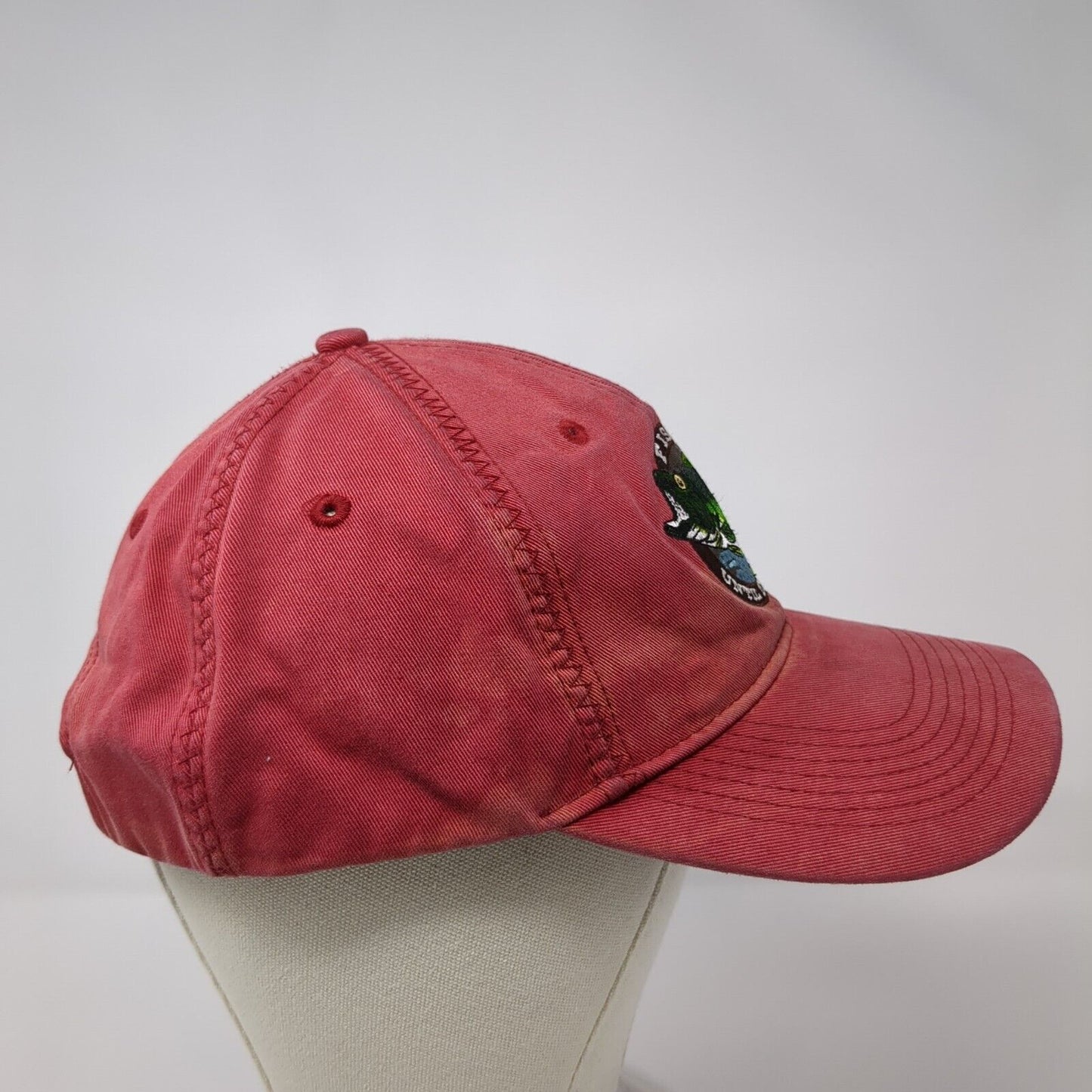 Fish Until It Hurts Strapback Hat Red OSFA Adjustable Embroidered