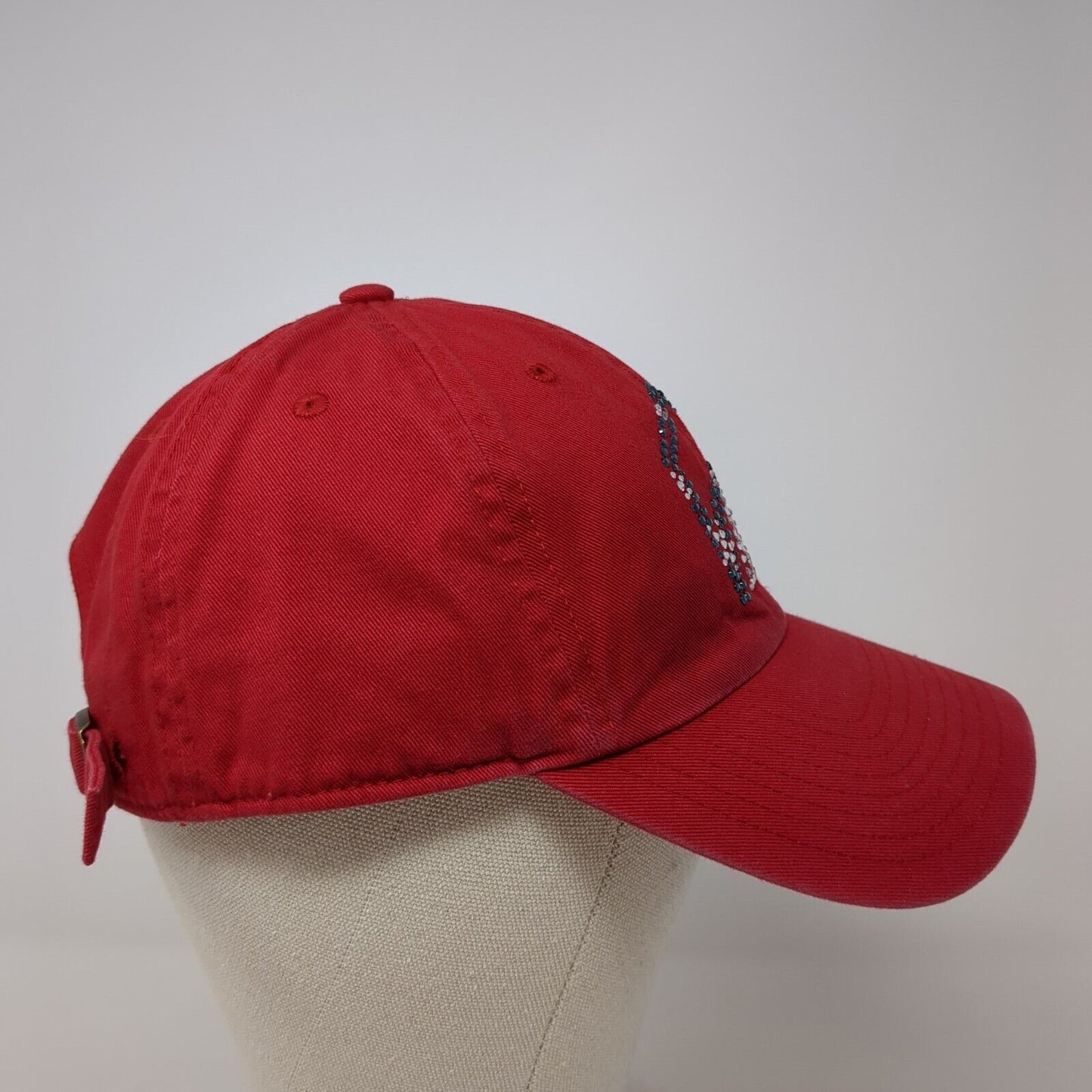 '47 Slideback Hat Red One Size Adjustable Bling Rhinestone Logo 6 Panel