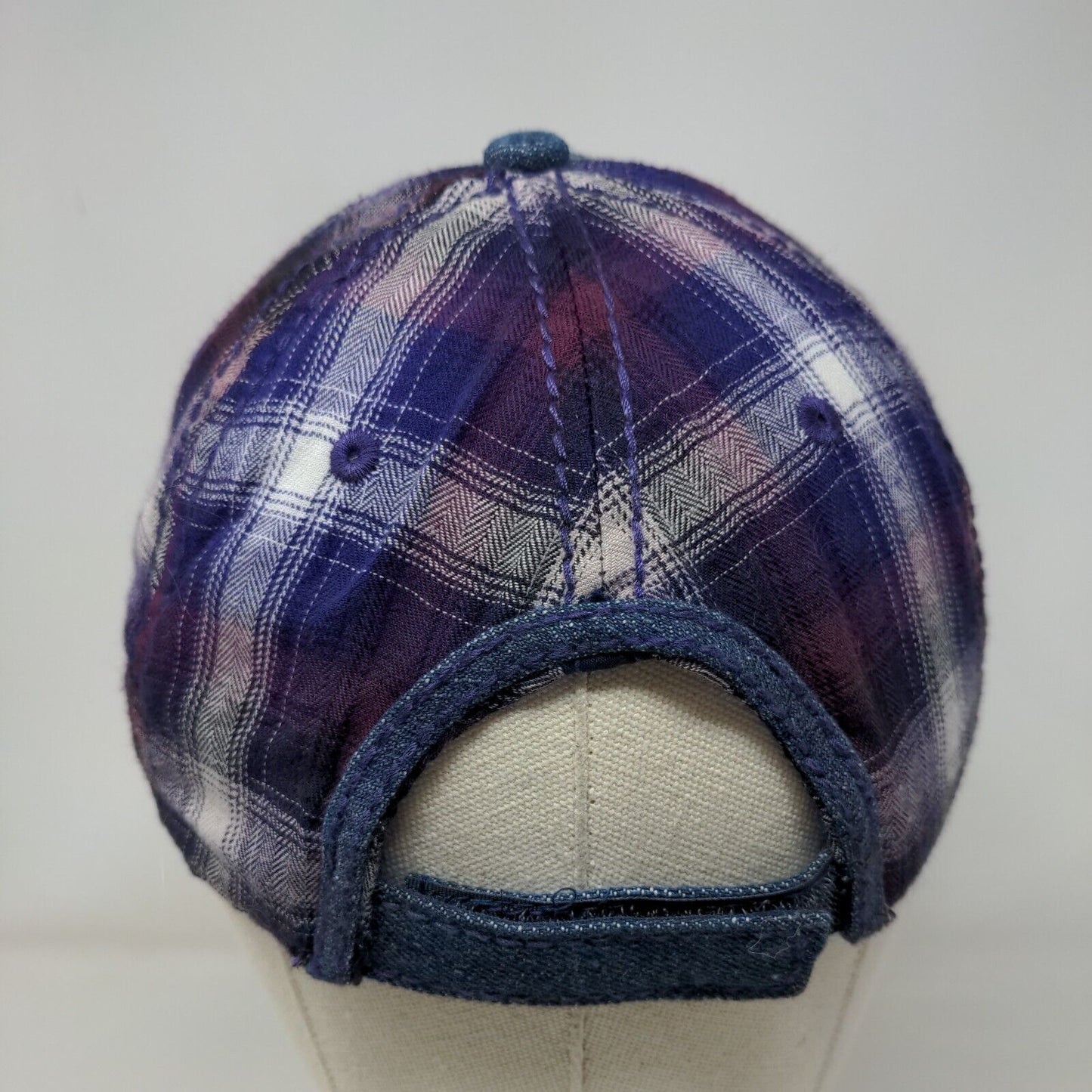 I Love Mickey Strapback Hat Multi OSFA Embroidered Sequin Denim Plaid