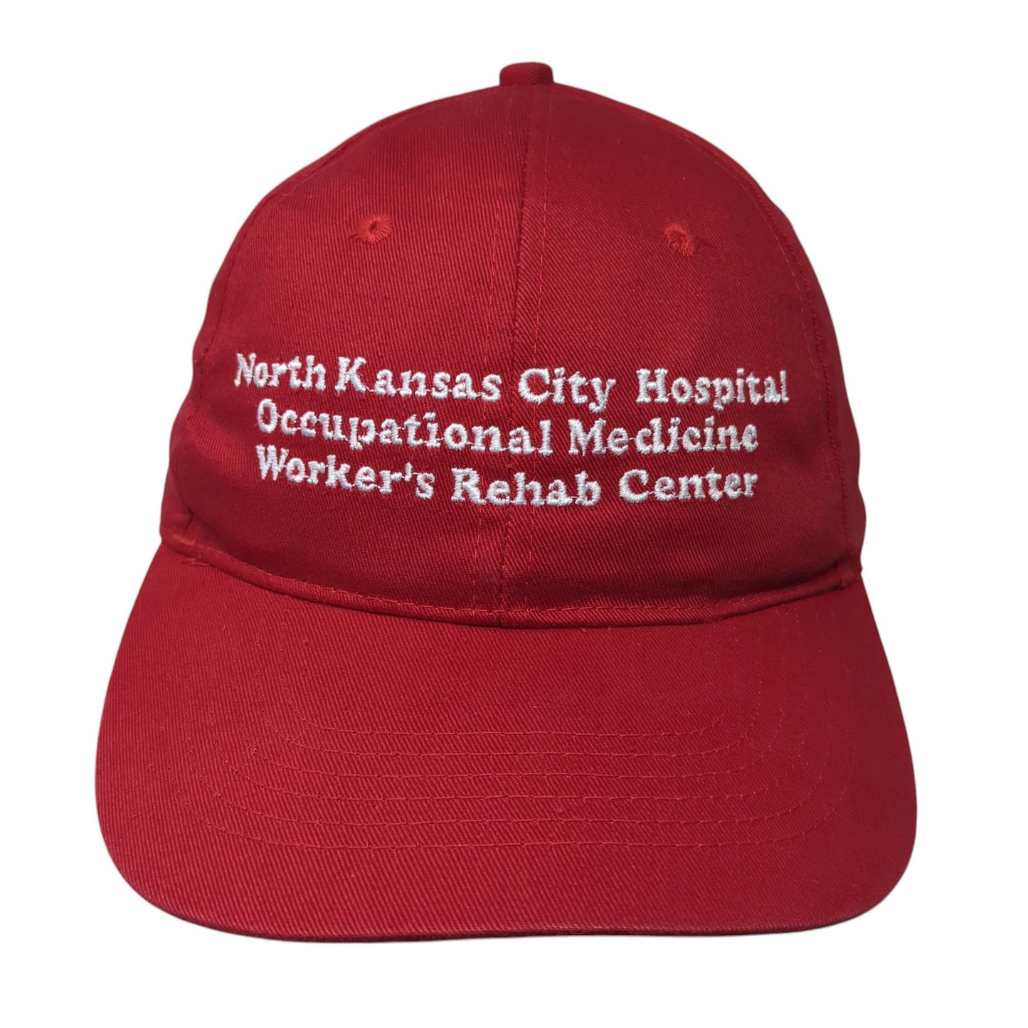 North Kansas City Hospital Strapback Hat Red One Size Solid Adjustable