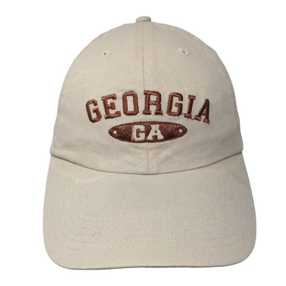 Georgia Slideback Hat Tan One Size Adjustable Solid Embroidered Big X