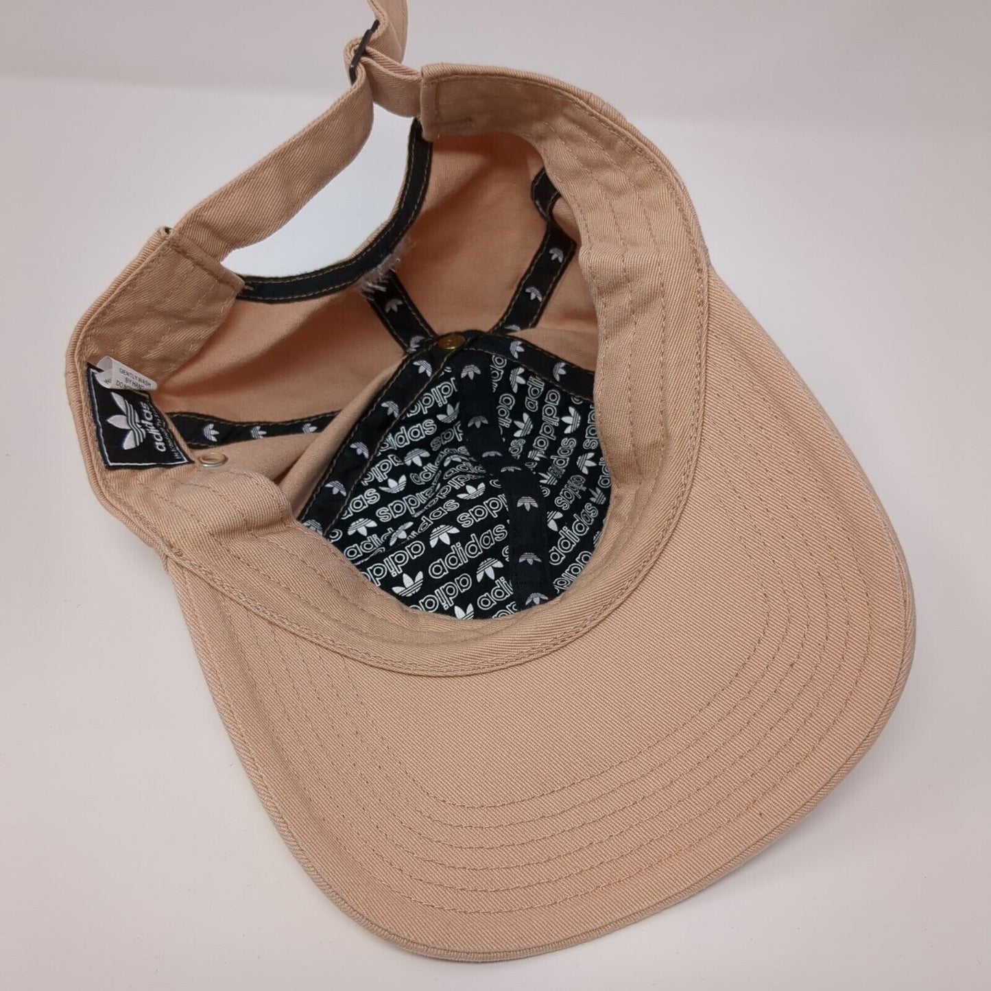 Adidas Slideback Hat Tan OSFA Adjustable Embroidered Trefoil Vented Holes Cotton