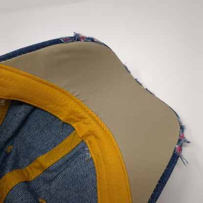 LOVE Studded Slideback Hat Blue One Size Adjustable Denim Distressed Rhinestone
