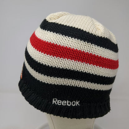 Chicago Blackhawks NHL Reebok Beanie Black White Red One Size Fleece Lined Hat
