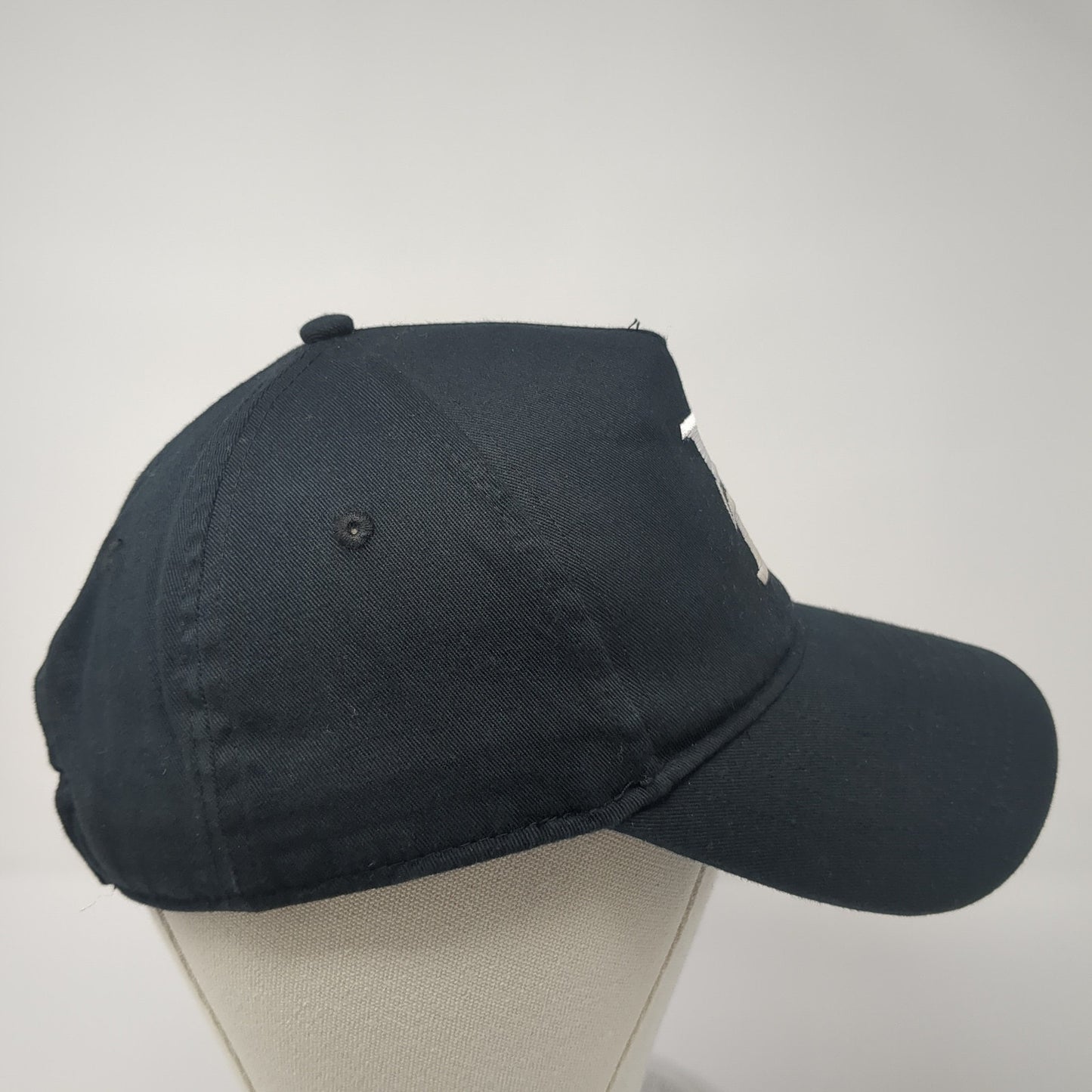UltraClub Strapback Hat Black One Size Adjustable Embroidered Logo