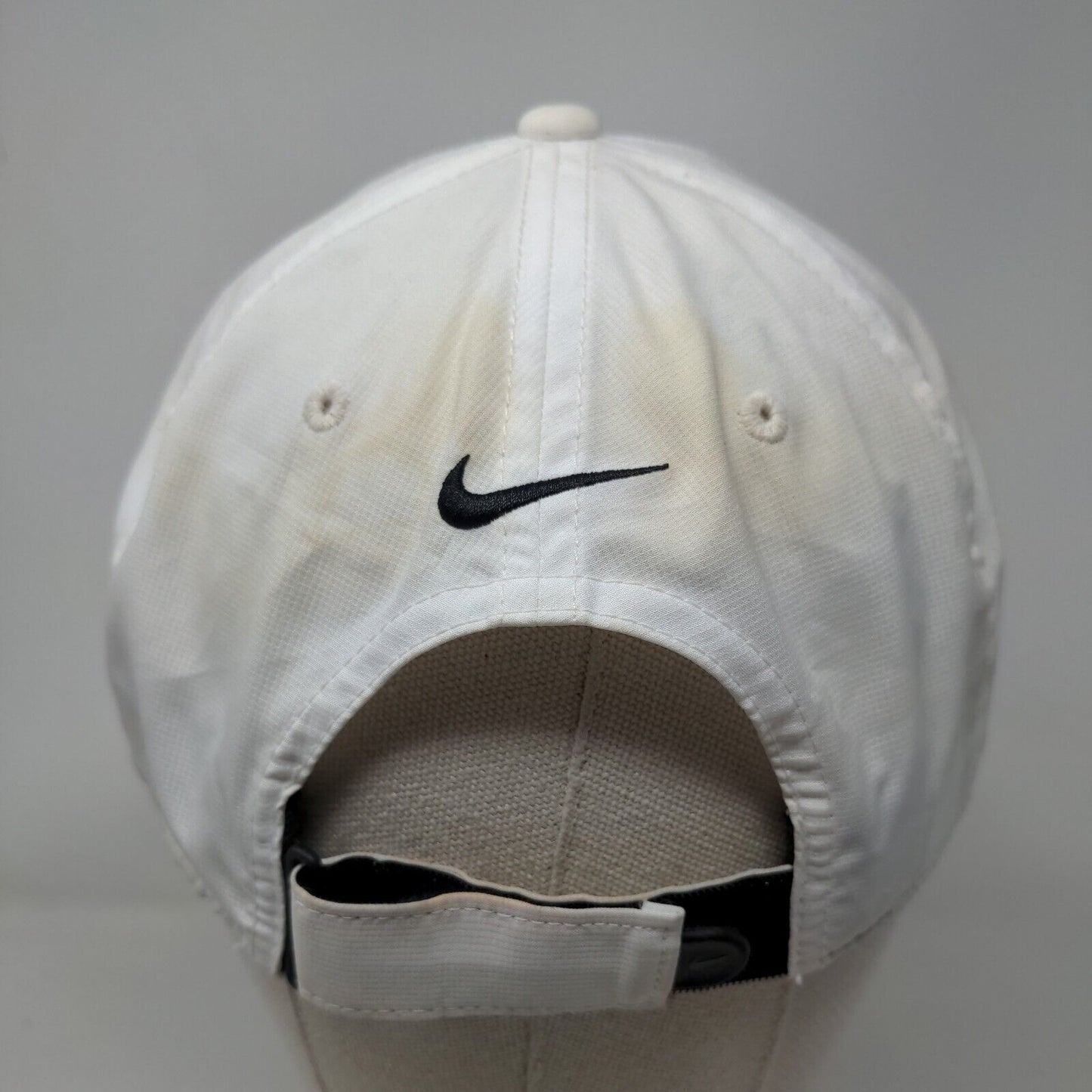 Nike Swoosh Strapback Hat White OSFM Embroidered Logo Legacy91 Dri-Fit