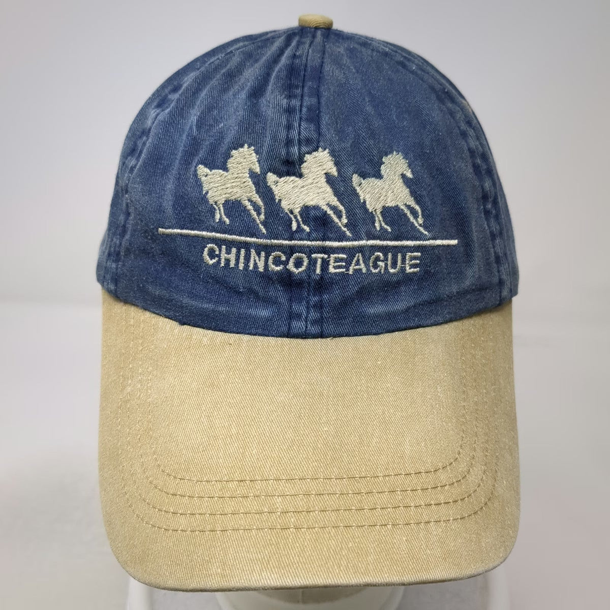 HATS Baseball Cap Blue One Size Embroidered Horse Chincoteague Souvenir hat