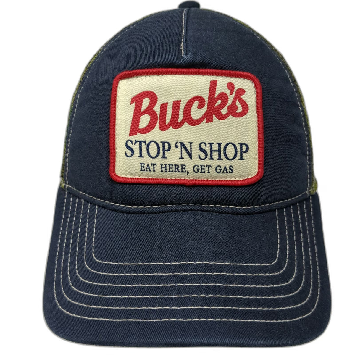 Big Authentic Rough Wear Trucker Hat Blue One Size Buck's Stop N Shop Camo Mesh