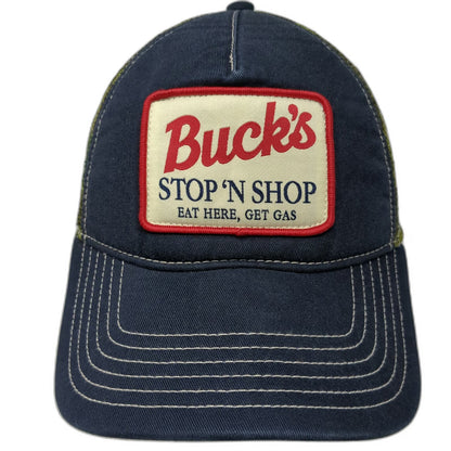 Big Authentic Rough Wear Trucker Hat Blue One Size Buck's Stop N Shop Camo Mesh