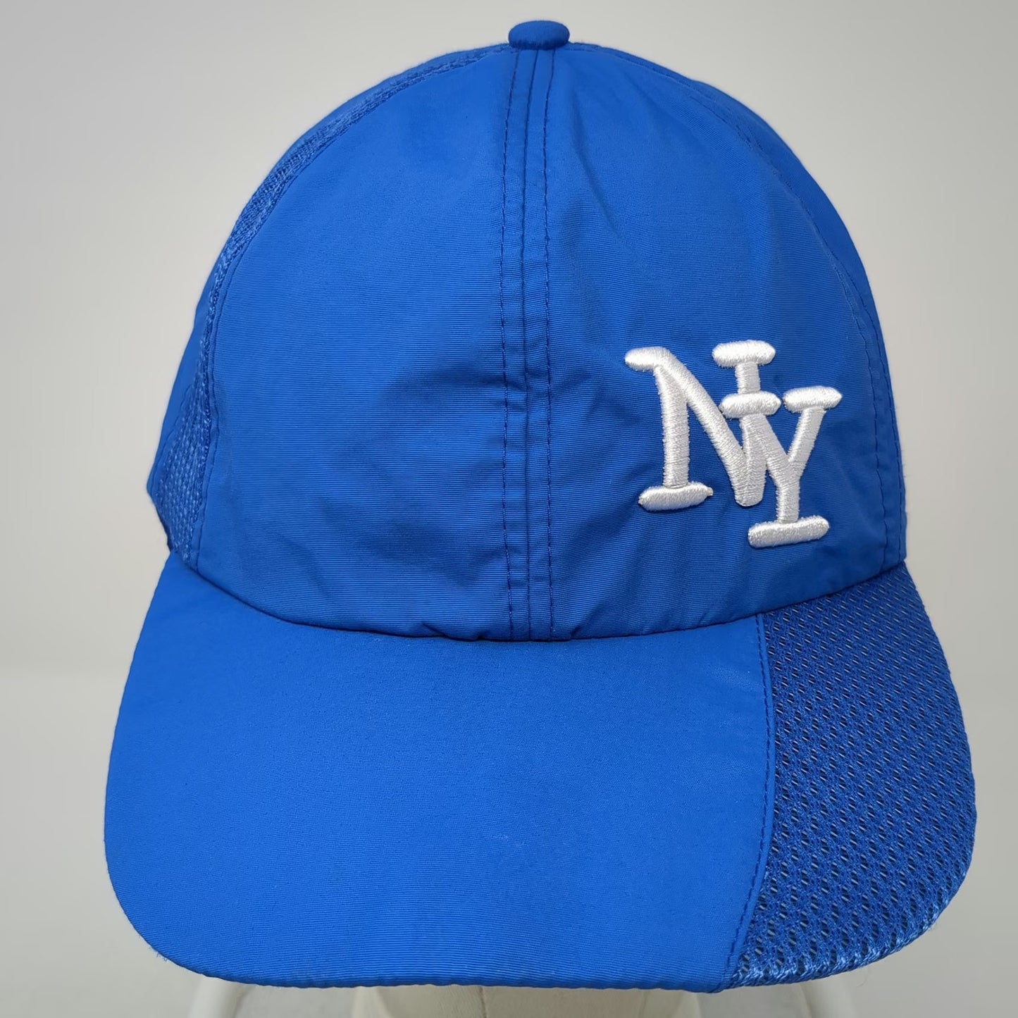 Blue NY Logo Baseball Cap OSFM Mesh Side Panels Adjustable Strapback Sport Hat