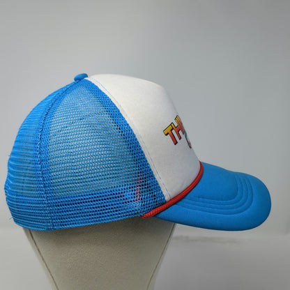 Trucker Hat Blue One Size Thinking Cap Mesh Foam Rope Retro 80s Lightning Bolt