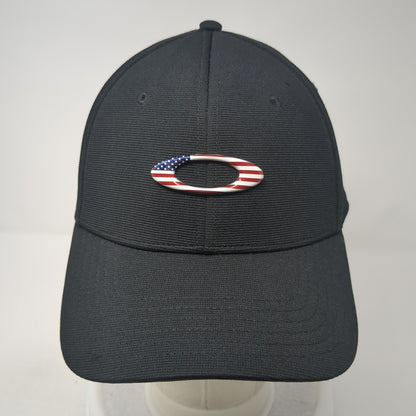 Oakley Logo USA Flag Fitted Hat Black XL Flex Stretch Classic Outdoor
