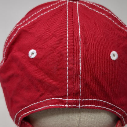 Unbranded Strapback Hat Red One Size Adjustable Vented Holes 6 Panel Blank