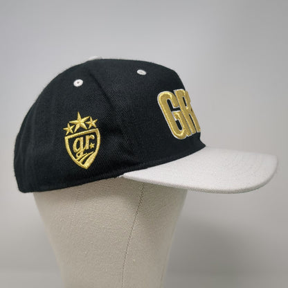 goldRush Rally 5 Panel Black One Size Hat Snapback Flat Brim GR7 Shield Logo