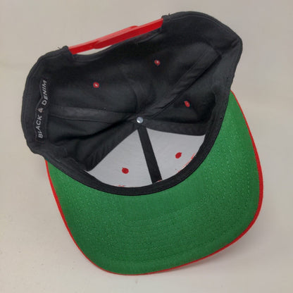 Black & Denim Men's Snapback Hat Black Red Embroidered YBOR Logo