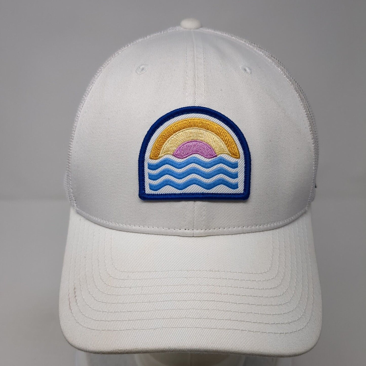 Sunset Waves Patch Snapback Trucker Hat White One Size Mesh Back Columbia