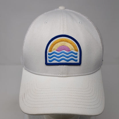 Sunset Waves Patch Snapback Trucker Hat White One Size Mesh Back Columbia