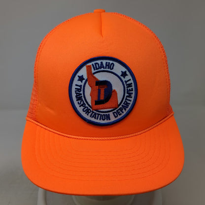 Mohr's Trucker Hat Orange One Size Idaho Transportation Department Mesh Snapback