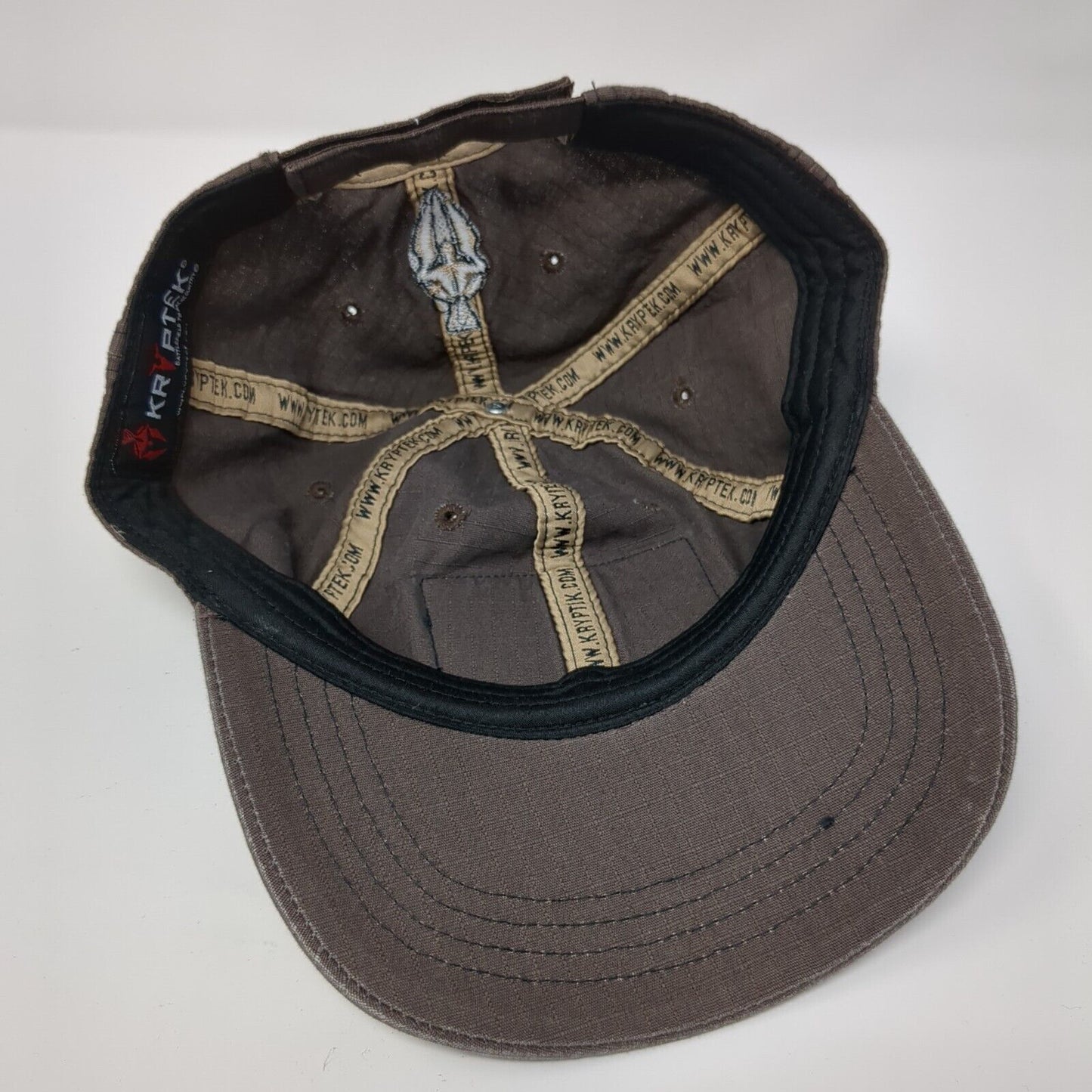 Kryptek American Flag Strapback Hat Brown One Size Adjustable Leather Patch