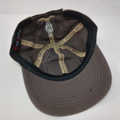 Kryptek American Flag Strapback Hat Brown One Size Adjustable Leather Patch