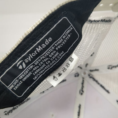 TaylorMade Trucker Hat White OSFM Mesh Back Snapback Golf Structured Logo Cap