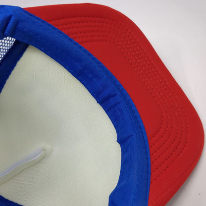 The Lord of the Wigs White Blue Red Trucker Hat One Size Merica Flag Graphic