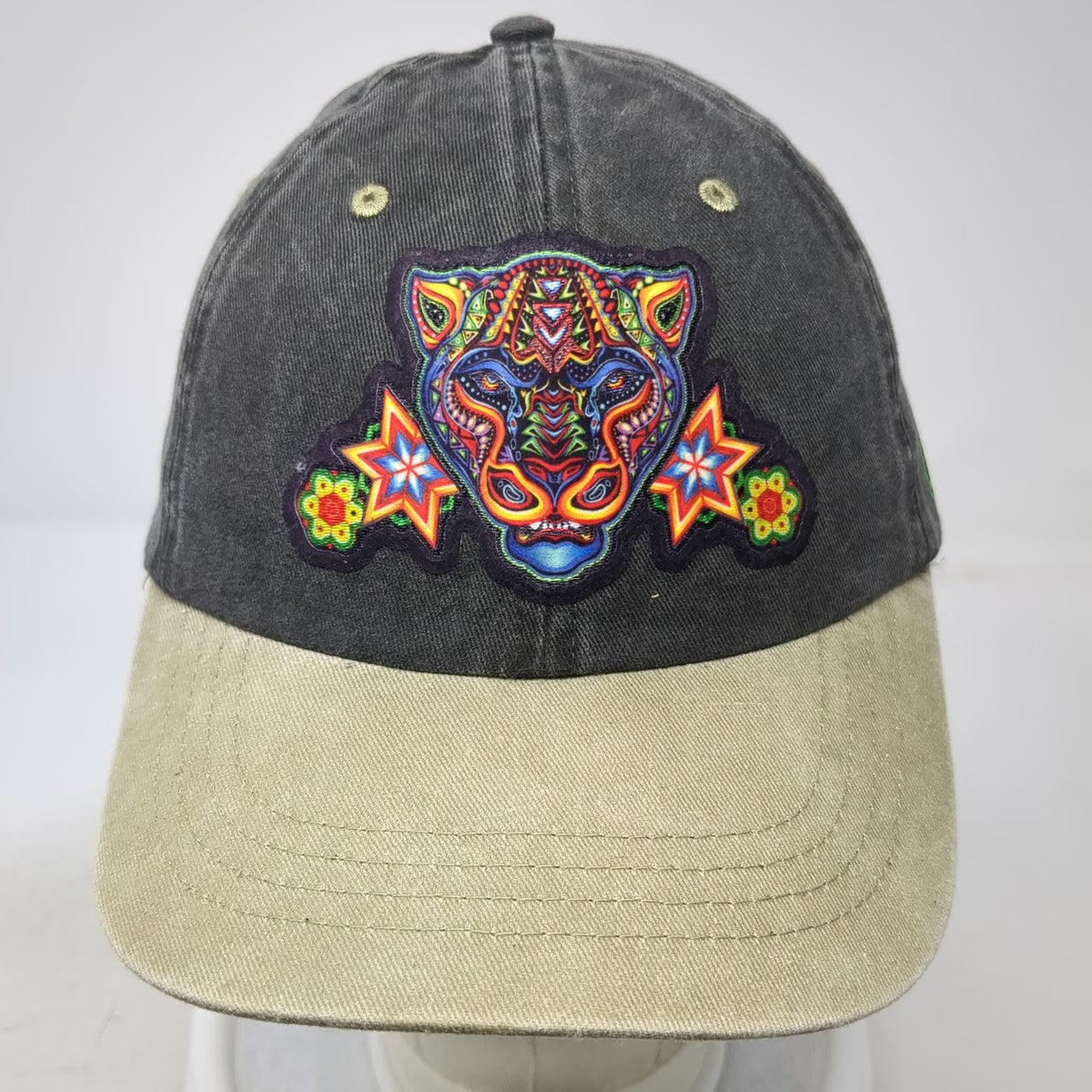 ¡Ay Güey! Baseball Cap Gray One Size Huichol Jaguar Embroidered Strapback Hat